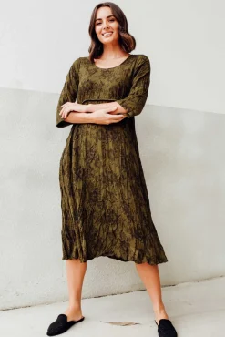 Below Knee Dresses<Willow Tree Soprano Khaki Garden Midi Dress