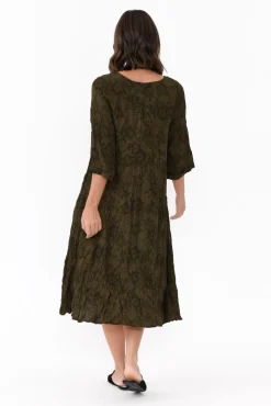 Below Knee Dresses<Willow Tree Soprano Khaki Garden Midi Dress