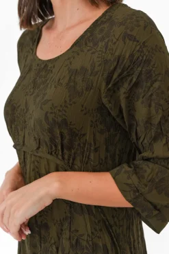 Below Knee Dresses<Willow Tree Soprano Khaki Garden Midi Dress