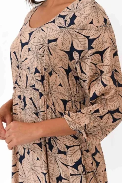 Midi Dresses<Willow Tree Soprano Navy Leaf Midi Dress