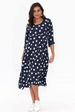 Below Knee Dresses<Willow Tree Soprano Navy Spot Midi Dress