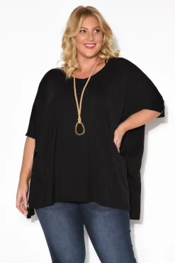 Sleeved Tops<Pq Sorronda Black Bamboo Batwing Top