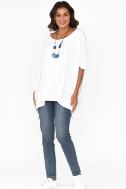 Tunic Tops<Pq Sorronda White Bamboo Batwing Top