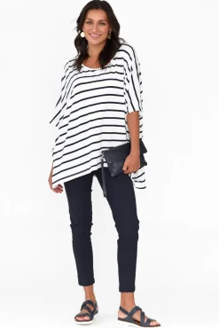 Sleeved Tops<Pq Sorronda White Stripe Bamboo Batwing Top