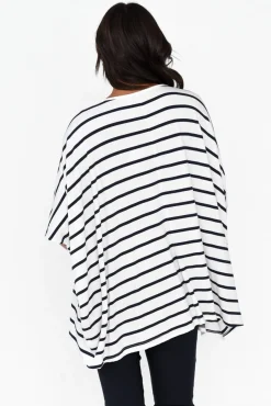 Sleeved Tops<Pq Sorronda White Stripe Bamboo Batwing Top