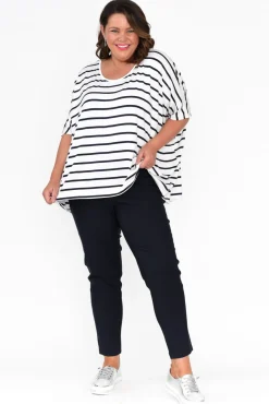 Sleeved Tops<Pq Sorronda White Stripe Bamboo Batwing Top