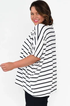 Sleeved Tops<Pq Sorronda White Stripe Bamboo Batwing Top