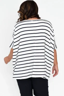 Sleeved Tops<Pq Sorronda White Stripe Bamboo Batwing Top