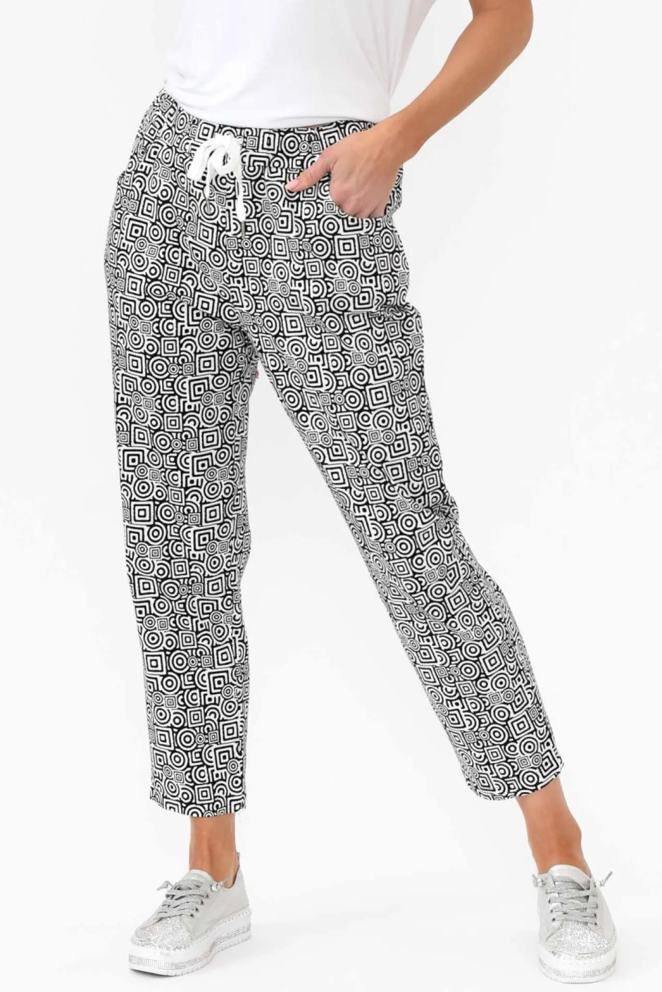 Pants<Cali and Co Souza Black Geo Cotton Pant