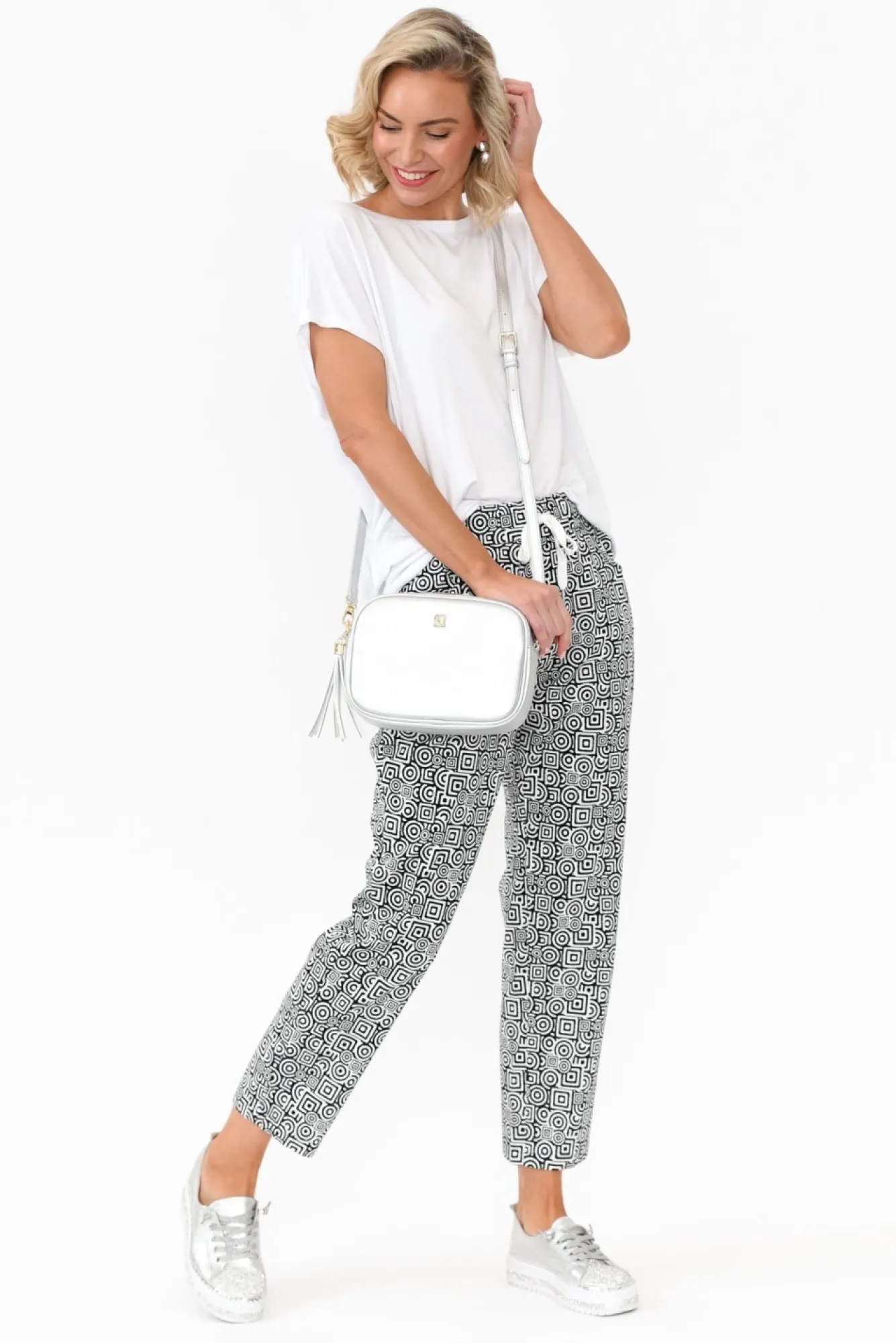 Pants<Cali and Co Souza Black Geo Cotton Pant