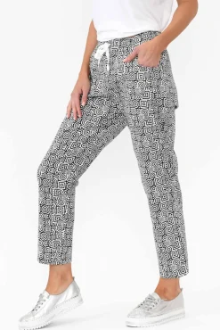 Pants<Cali and Co Souza Black Geo Cotton Pant