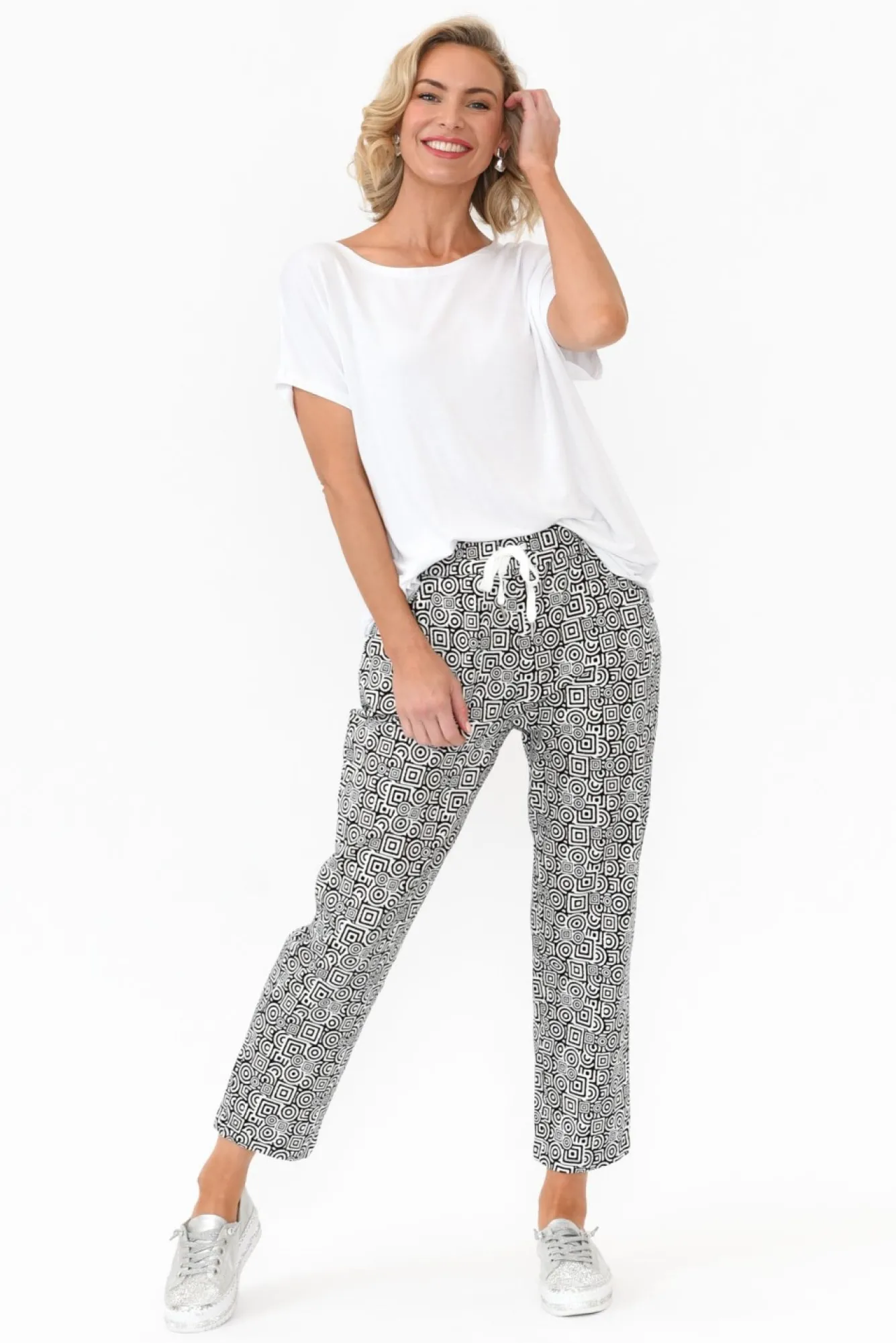 Pants<Cali and Co Souza Black Geo Cotton Pant