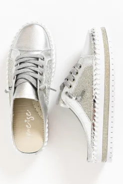 Leather Sneakers<Ameise Sparkle Silver Leather Mule Sneaker