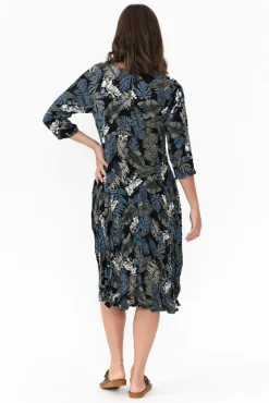 Below Knee Dresses<Willow Tree Stefan Navy Blossom Midi Dress
