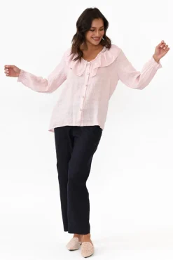 Linen Tops<Fabuler Sullivan Blush Linen Frill Top