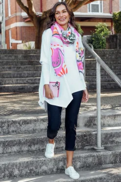 Sleeved Tops<Lou Lou Susie White Asymmetrical Bamboo Top