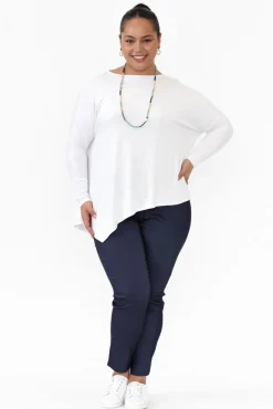 Sleeved Tops<Lou Lou Susie White Asymmetrical Bamboo Top