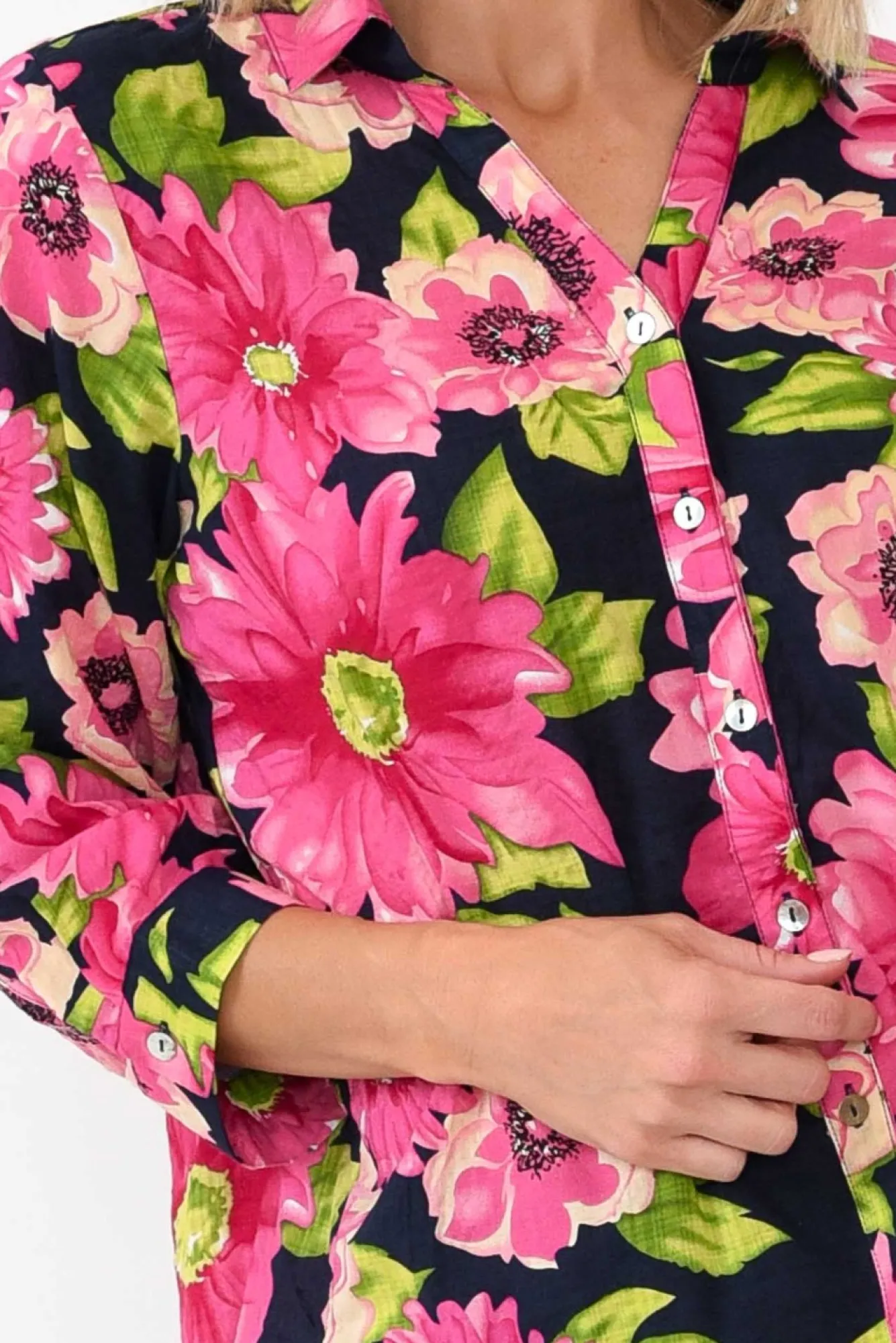 Shirts<Willow Tree Tabitha Navy Blossom Collared Shirt