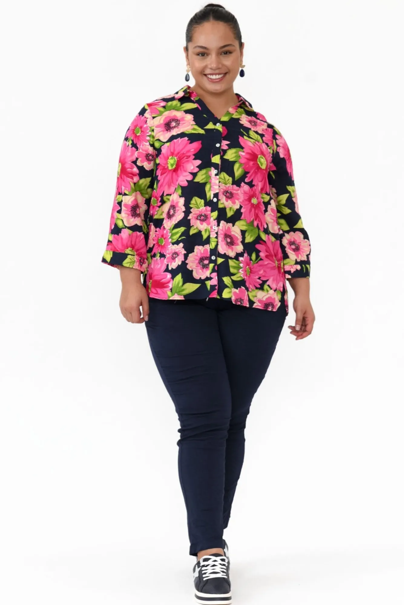 Shirts<Willow Tree Tabitha Navy Blossom Collared Shirt