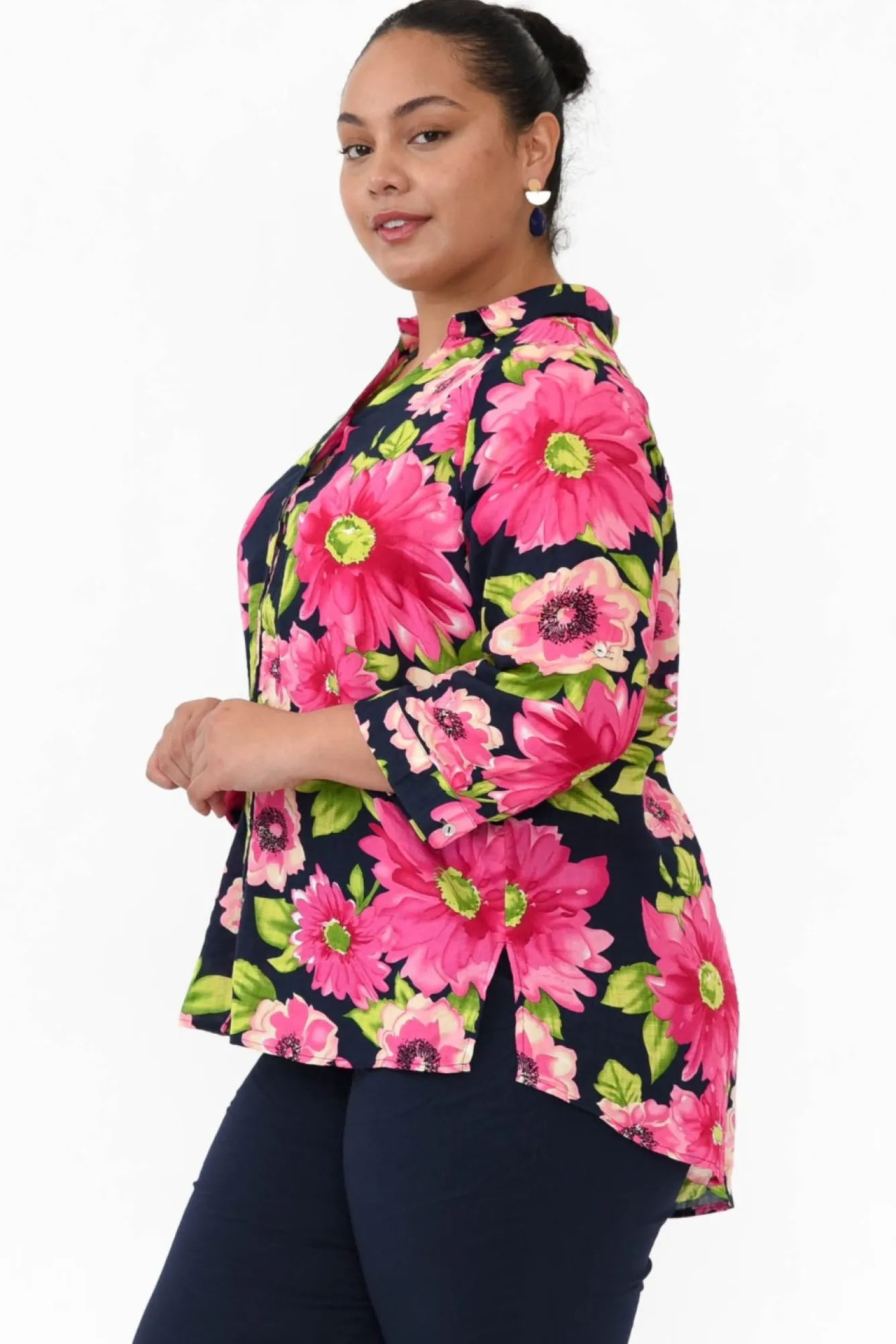 Shirts<Willow Tree Tabitha Navy Blossom Collared Shirt