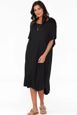 Below Knee Dresses<Betty Basics Tahiti Black Frill Dress