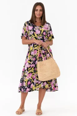 Midi Dresses<Willow Tree Tana Navy Garden Midi Dress