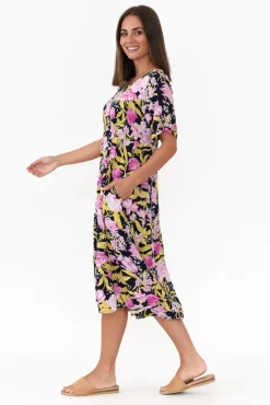 Midi Dresses<Willow Tree Tana Navy Garden Midi Dress