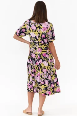 Midi Dresses<Willow Tree Tana Navy Garden Midi Dress