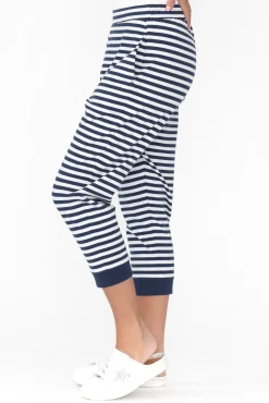 Pants<Betty Basics Tasha Navy Stripe Cotton Blend Jogger Pant
