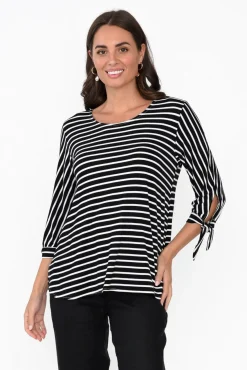 Sleeved Tops<Bamboo Whispers Tasmyn Black Stripe Bamboo Top