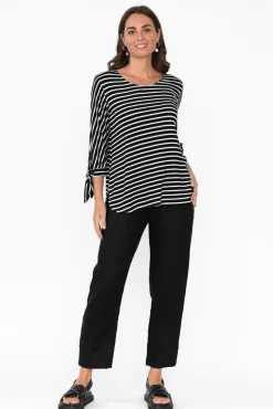 Sleeved Tops<Bamboo Whispers Tasmyn Black Stripe Bamboo Top