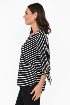 Sleeved Tops<Bamboo Whispers Tasmyn Black Stripe Bamboo Top