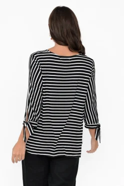 Sleeved Tops<Bamboo Whispers Tasmyn Black Stripe Bamboo Top