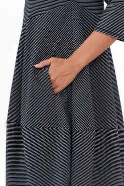 Cotton Dresses<Tirelli Tatum Navy Stripe Cotton Diagonal Dress