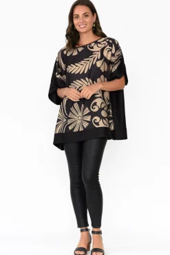 Sleeved Tops<Italian Closet Terni Black Floral Gloss Top