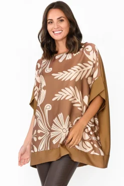 Sleeved Tops<Italian Closet Terni Taupe Floral Gloss Top