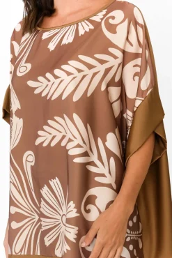 Sleeved Tops<Italian Closet Terni Taupe Floral Gloss Top