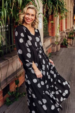 Midi Dresses<Willow Tree Tierney Black Spot Tassel Tie Dress