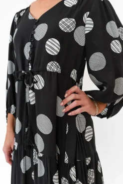 Midi Dresses<Willow Tree Tierney Black Spot Tassel Tie Dress