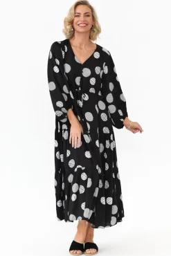 Midi Dresses<Willow Tree Tierney Black Spot Tassel Tie Dress