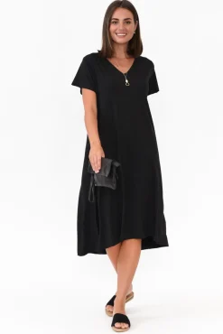 Bamboo Dresses<PQ Tiffany Black Bamboo Tee Dress