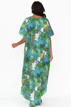 Cotton Dresses<Mozaic Tiwi Green Paisley Cotton Kaftan