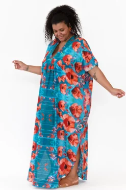Cotton Dresses<Mozaic Tiwi Orange Poppies Cotton Kaftan