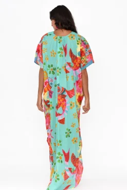 Cotton Dresses<Mozaic Tiwi Teal Sea Cotton Kaftan