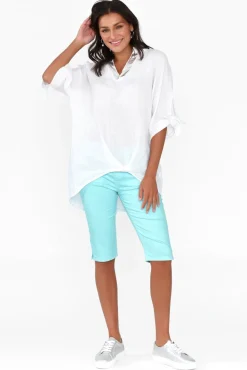 Shorts<Cafe Latte Tora Blue Stretch Shorts