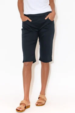 Shorts<Cafe Latte Tora Navy Stretch Shorts