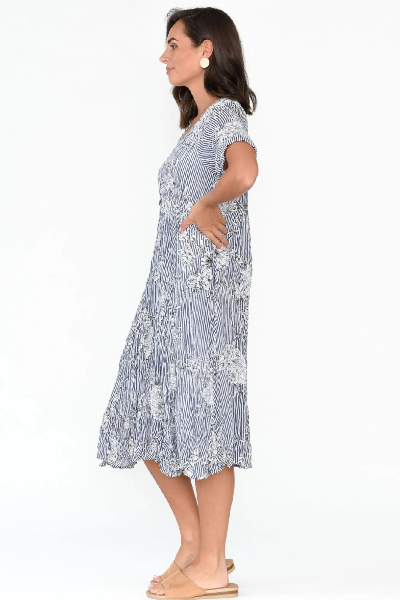 Cotton Dresses<Willow Tree Torin Navy Floral Midi Dress