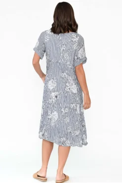 Cotton Dresses<Willow Tree Torin Navy Floral Midi Dress