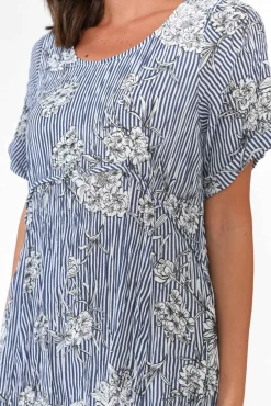 Cotton Dresses<Willow Tree Torin Navy Floral Midi Dress