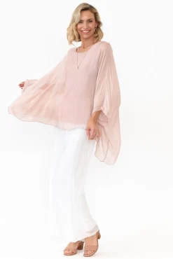 Sleeved Tops<La Strada Trevino Blush Silk Overlay Top